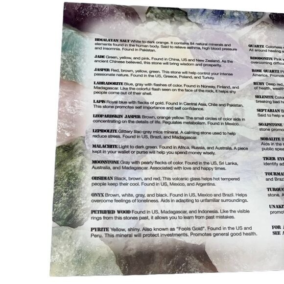 Healing Crystal & Stone Reference Sheet: Descriptions, Origins, Meanings - Picture 3 of 5